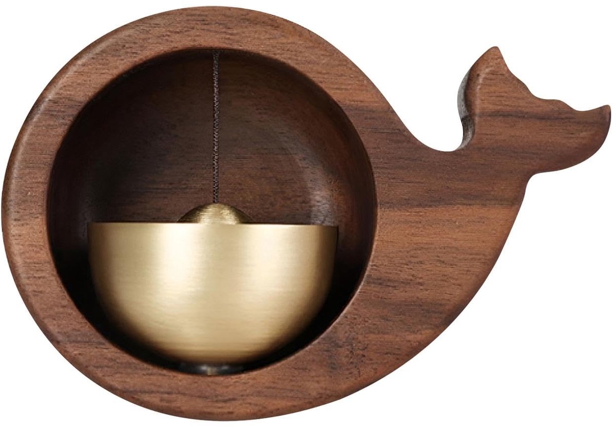 Deurbel - deurbel draadloos - Deurbel - houten - magnetische muursticker - Vintage houten Deurbel - Vintage - Met koperen bel - decoratie woonkamer - slaapkamer decoratie - Wanddecoratie - kerst cadeautjes - kerstcadeaus voor volwassenen - 1 stuk