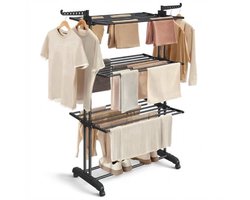 Séchoir à linge sur pied - Séchoir pliable avec roulettes - Tour de séchage 4 niveaux - 24 mètres de longueur de séchage - Capacité de charge 50 kg