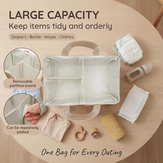 Baby luiermandje - draagbaar - corduroy opbergmandje met handvat - kraamcadeau - luiermandje voor jongens en meisjes - khaki - Luiermand Organizer - Baby Caddy voor Pampers en Verzorgingsproducten - Opbouwbare Corduroy Baby Mand — afbeelding 5
