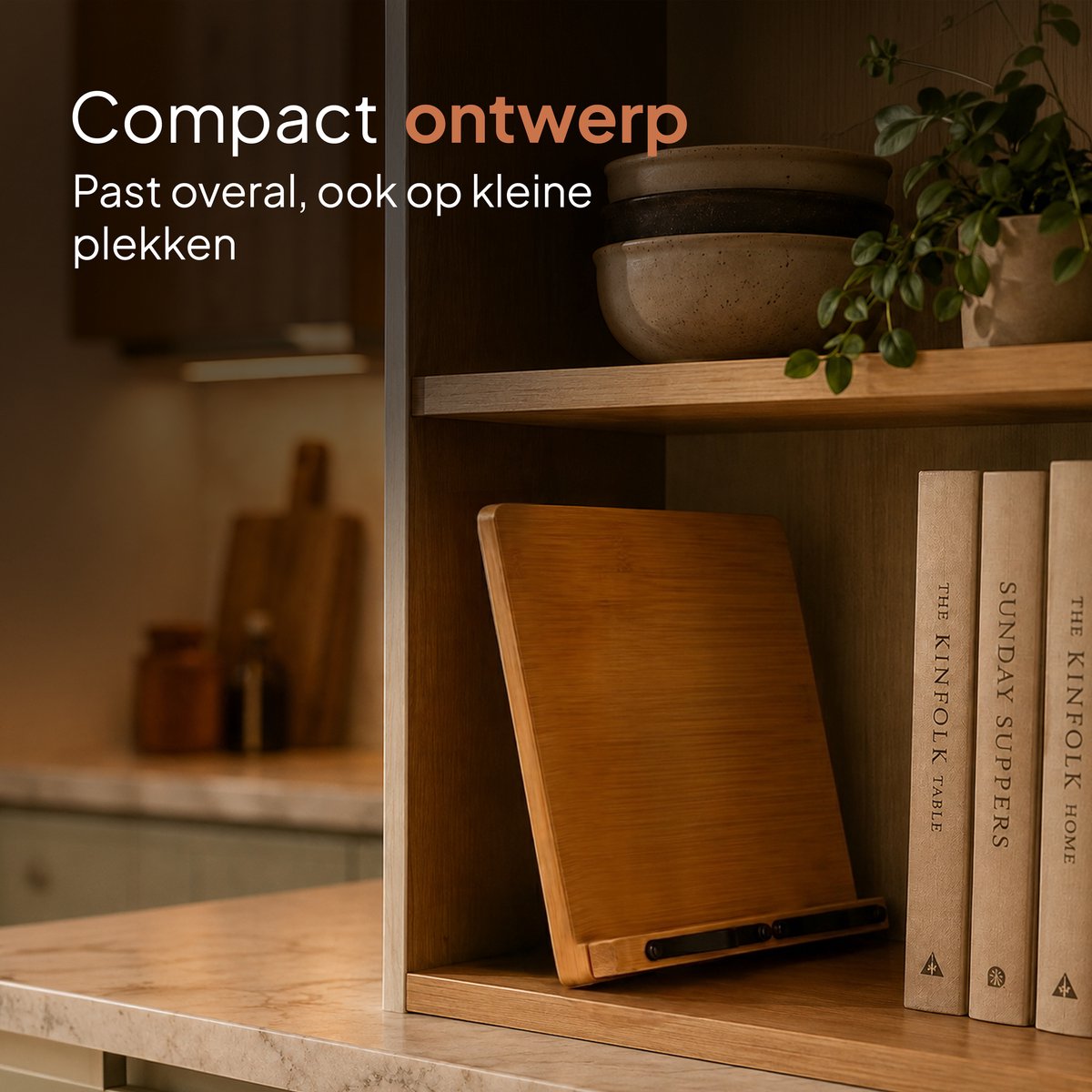 Kookboek en tablet standaard - Verstelbaar met klemmen - Boeken - Steun - Standaard - Rek - Houder - Book - Steunen - Metaal - Hout - Bamboe - Lees - Rekje - Luft — cadeau in Kookcadeaus - foto 3