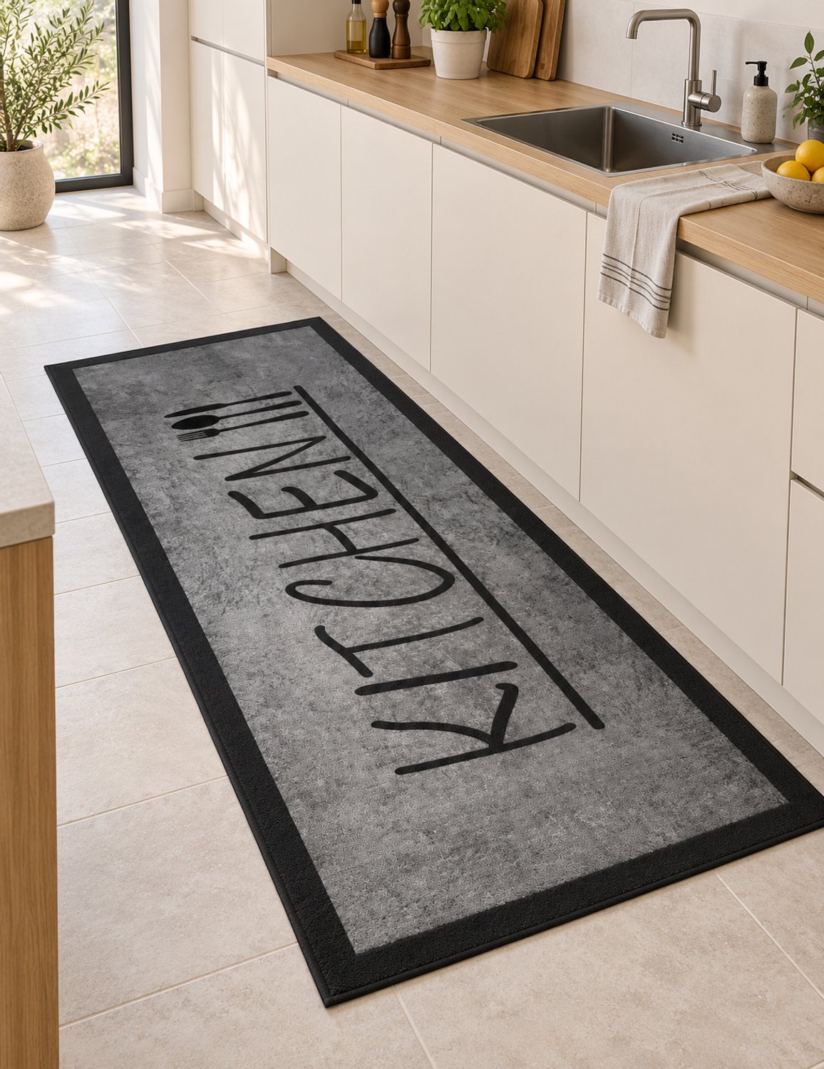 La Sheba Keukenloper Kitchen - Grijs - 80x180 cm - Vloerkleden - Keuken Tapijt - Keukenmat - Loper Tapijt - Loper Vloerkleed