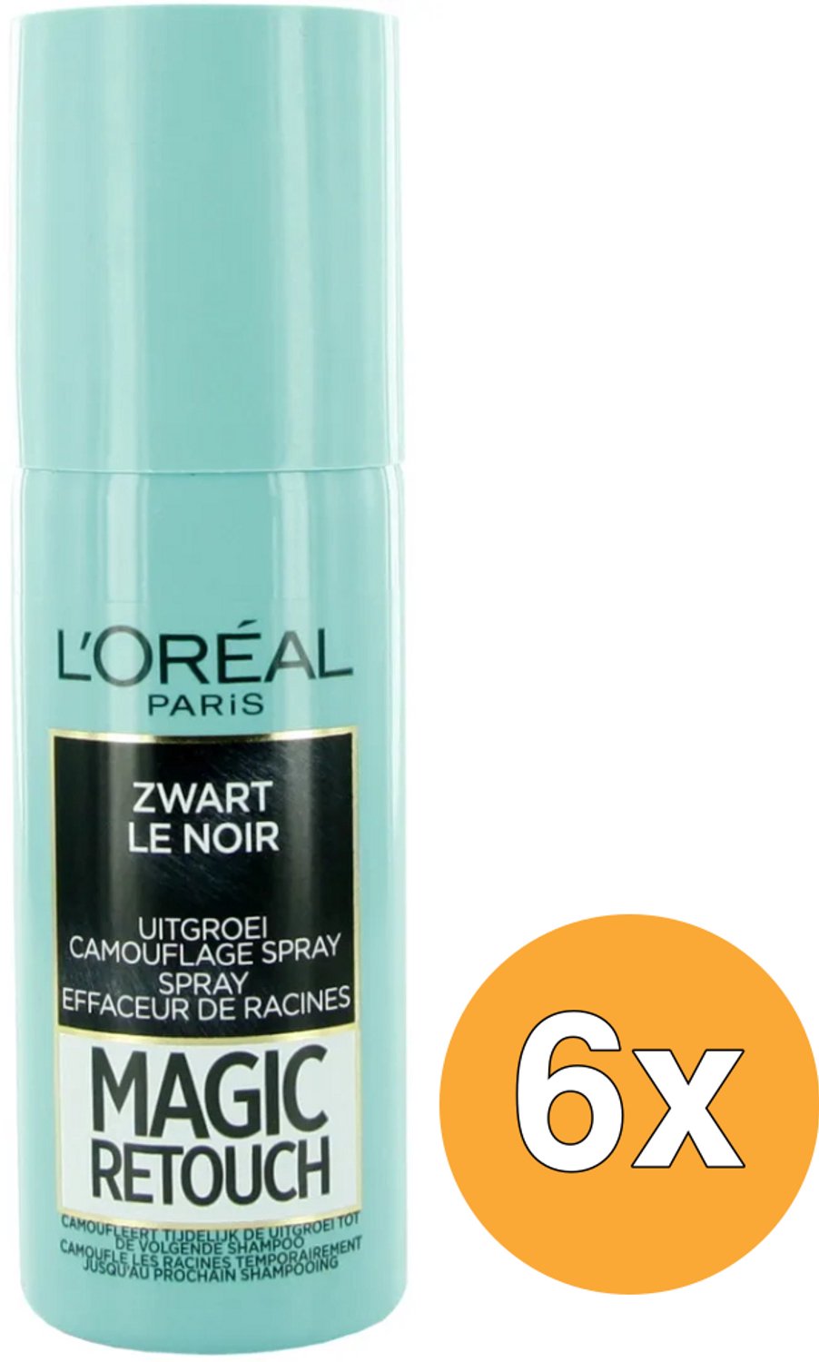 L'Oréal Paris Magic Retouch Zwart Camouflerende Uitgroeispray Voordeelverpakking - 6 x 75ml