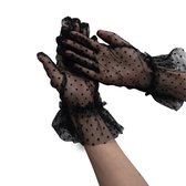 WiseGoods Tule Handschoenen Dames - Lange Gala Handschoenen Zwart - Feestkleding Accessoire Dameskleding - Bij Lange Jurk