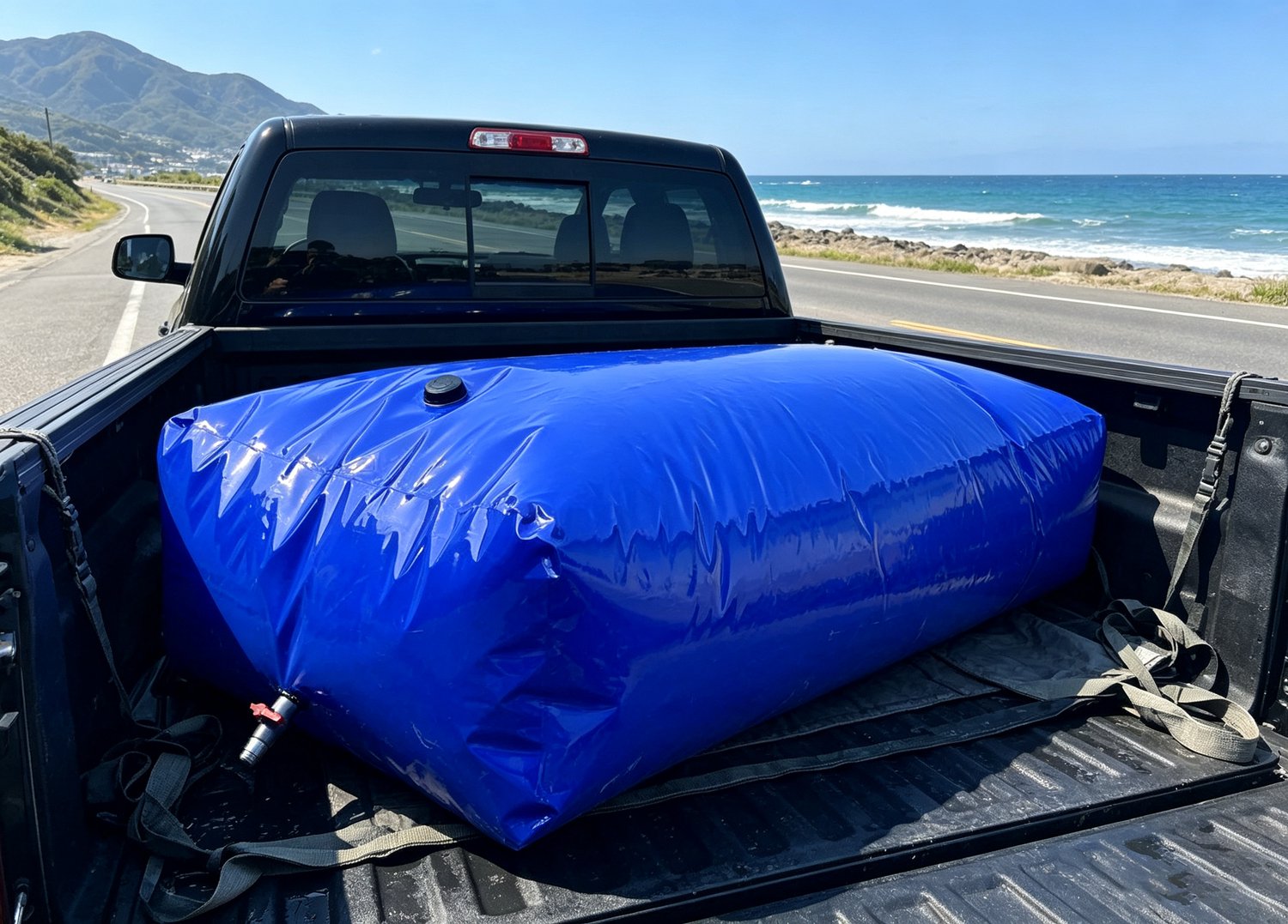 Opvouwbare Waterzak 330 liter Blauwe Flexibele Watertank Watercontainer voor Camping Tuin RV en Brandblusgebruik（120*80*35CM）