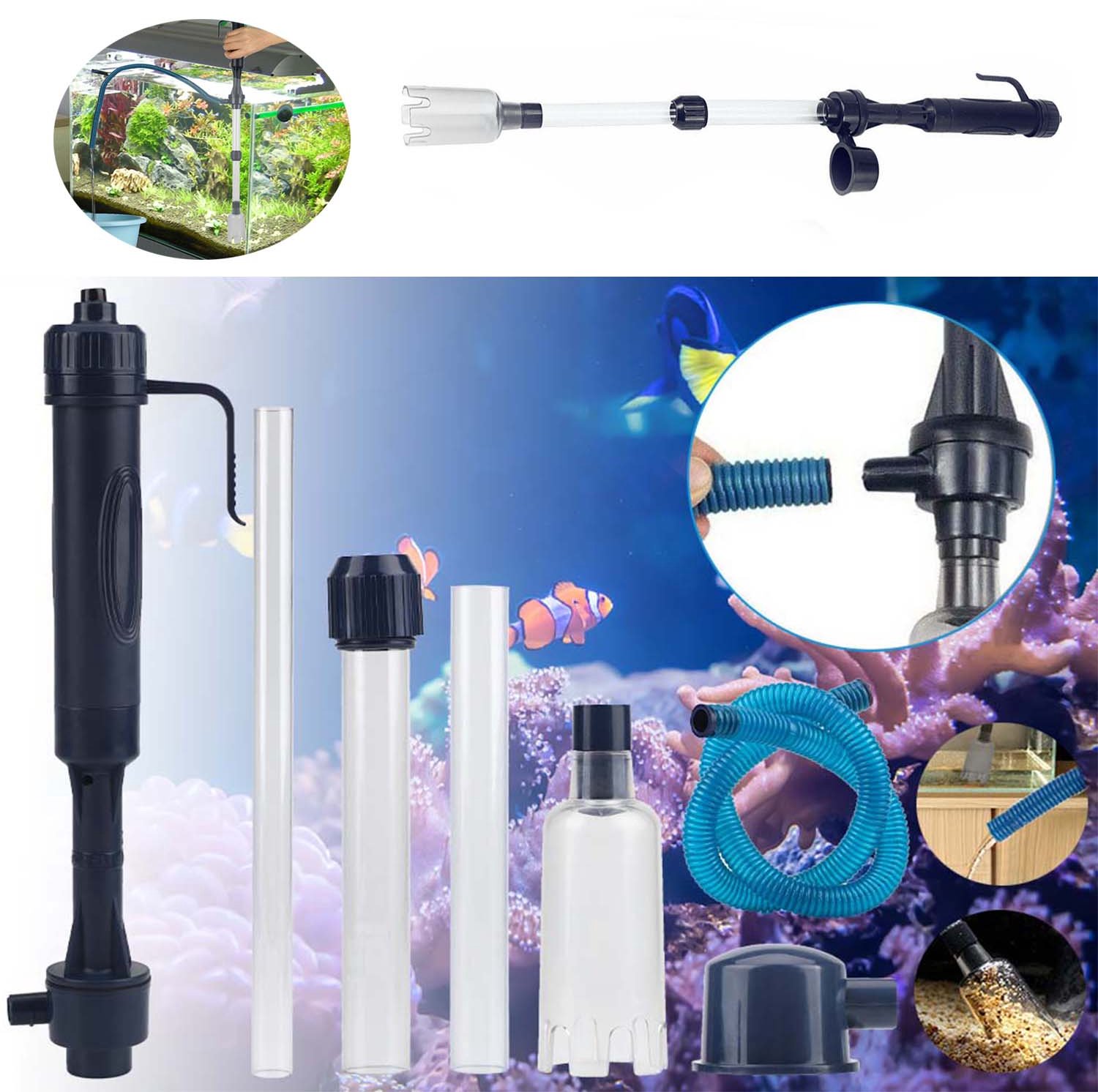 Aquariumstofzuiger, Reinigingsset Met Hevel Voor Aquariums, Elektrische Aquariumgrindreiniger.