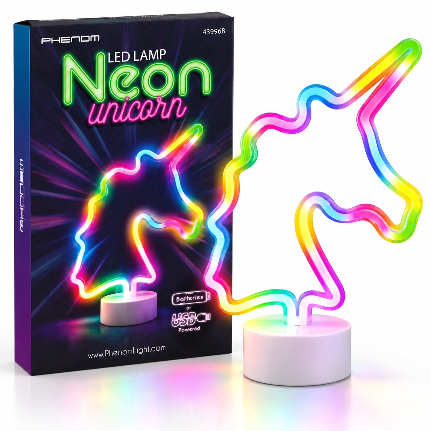 Nachtlamp Kind - Neon LED Lamp Eenhoorn Kinderkamer – Multicolor – USB & Batterij – Unicorn Kinderkamer Decoratie – 28,5 x 24,5 cm