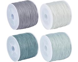 Sashiko-garen - Katoenen borduurgaren - Voor handwerken en borduren - Sterk en knoopvrij - 400 meter totaal - Grijstinten