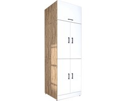 Roomart DORA-I Wasmachine Ombouwkast 70x230 cm met Opzetkast - Wit Eiken