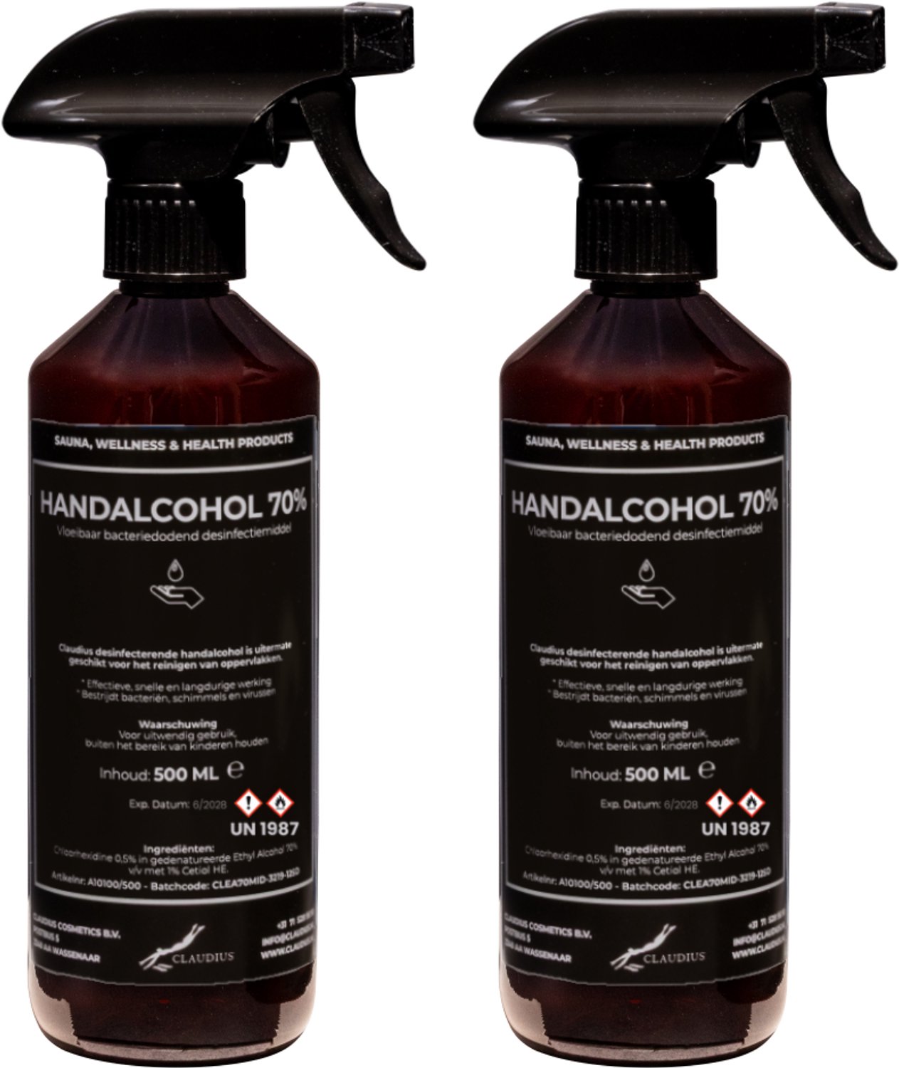 Handalcohol spray 70% - 500 ml met spraykop - set van 2 stuks