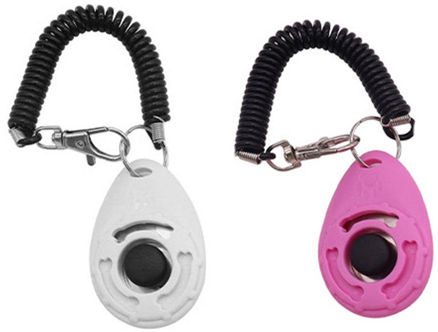 2 Stuks Kliksignaalgevers voor Hondentraining & Puppyopvoeding met Elastisch Polsbandje, Wit & Roze, Heldere Klikklank voor Positieve Bekrachtiging, Compacte Trainingshulpmiddelen voor Gehoorzaamheid, Trucjes & Gedragscorrectie
