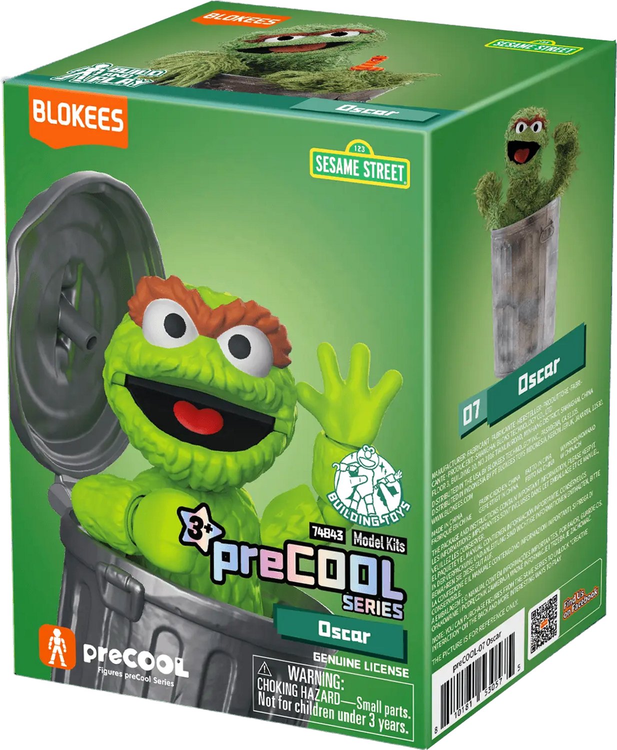 Blokees Sesamstraat Oscar (Oscar the Grouch) preCOOL Series 02 - 27-delige Actiefiguur Model Kit - 11 cm