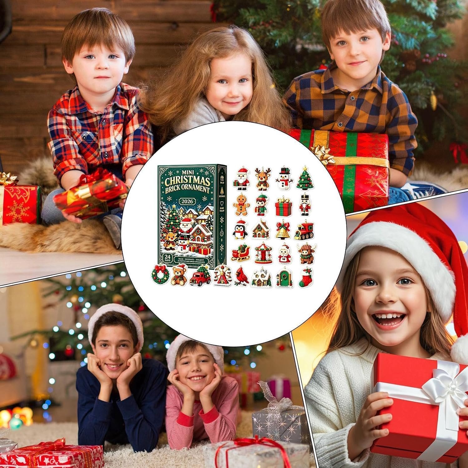Kerst-adventkalender 2026 – Bouwstenen-verrassingsdoos - 3-4 cm platte hangornamenten(24 dagen) - Adventskalender - Kerstcadeau - Kerstmis - Geschenk - Verrassingscadeau - Leuk & interactief - Feestelijke sfeer – foto 2