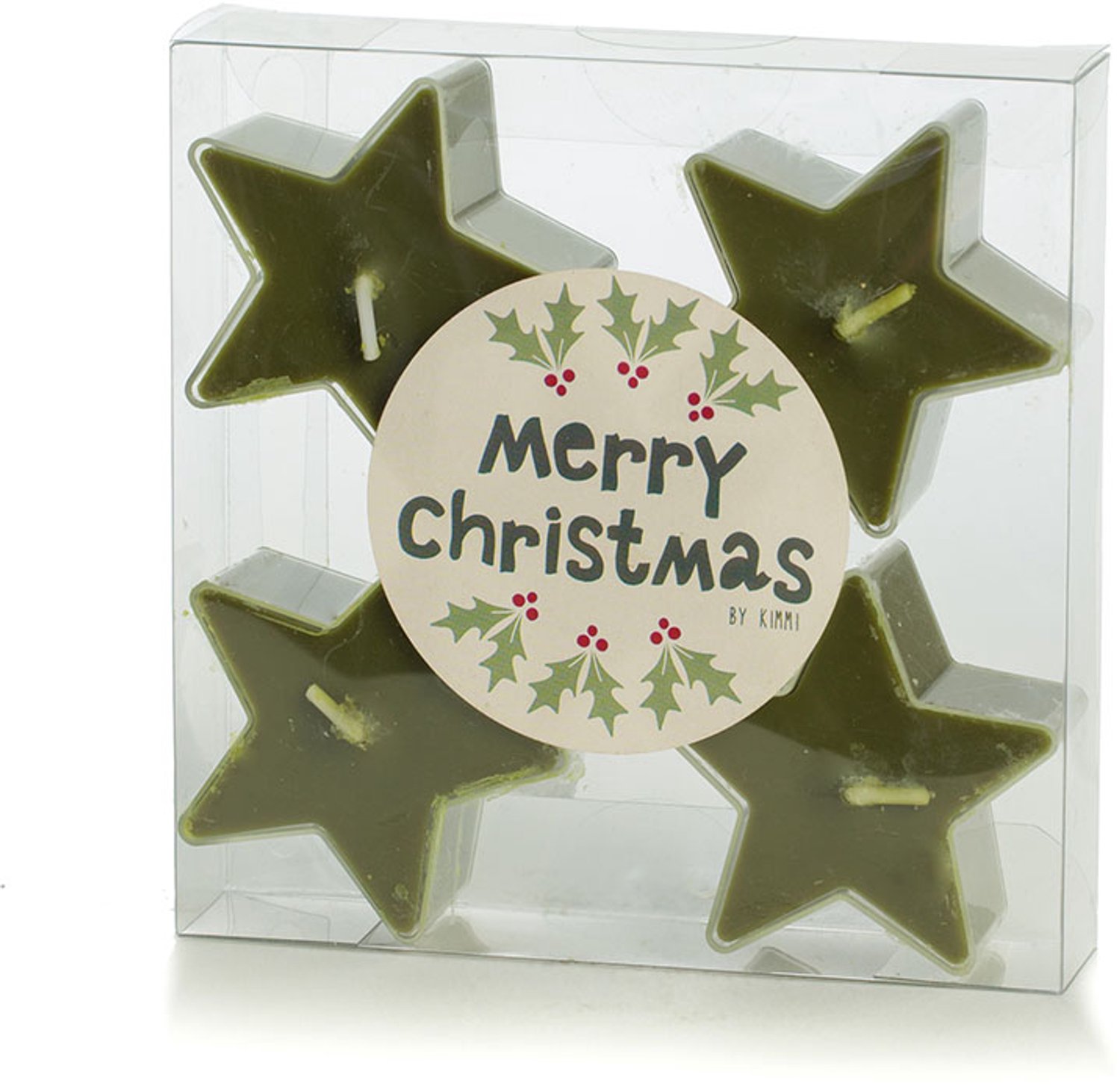 Rustik Lys Waxines Ster - Kerst - Doosje met 5 waxinelichtjes - Kleur Olive