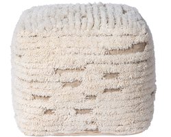 Atmooz - Rub - Poef - Beige - Wol - 50 x 50 x 45 cm - Comfortabel en Stijlvol