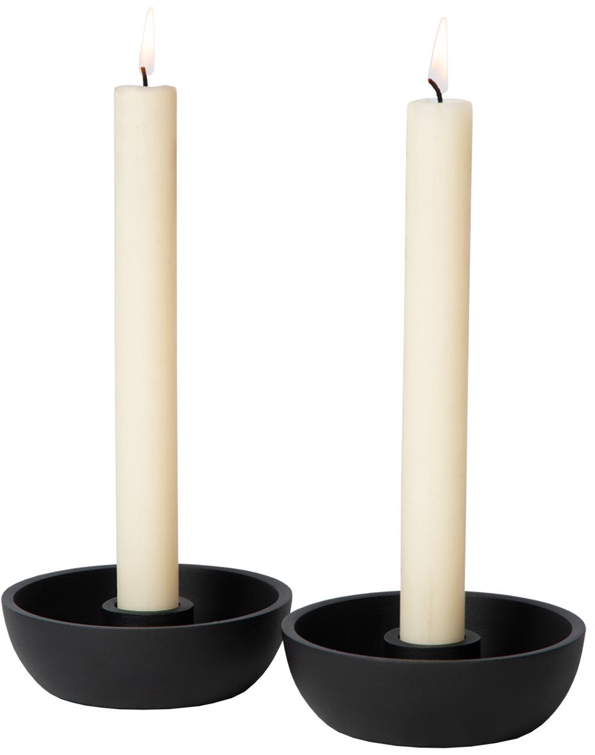 Atmooz Delgado Set van 2 Kaarshouders – Ø10 cm – Zwart Metaal – Voor Dinerkaarsen – Sfeervolle Tafeldecoratie