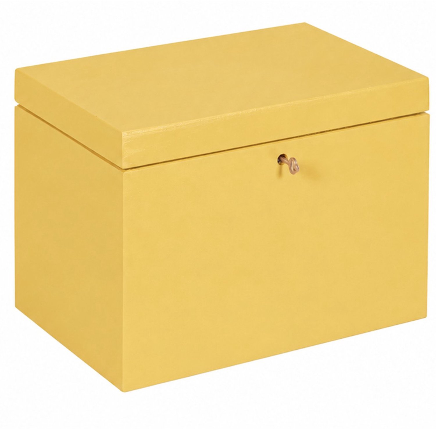 HAUDT® Afsluitbare kist BAS Boterbloem - 29 x 20 x 21 cm - houten kist met slot - incl. koperen sleutel - gele bewaarkist