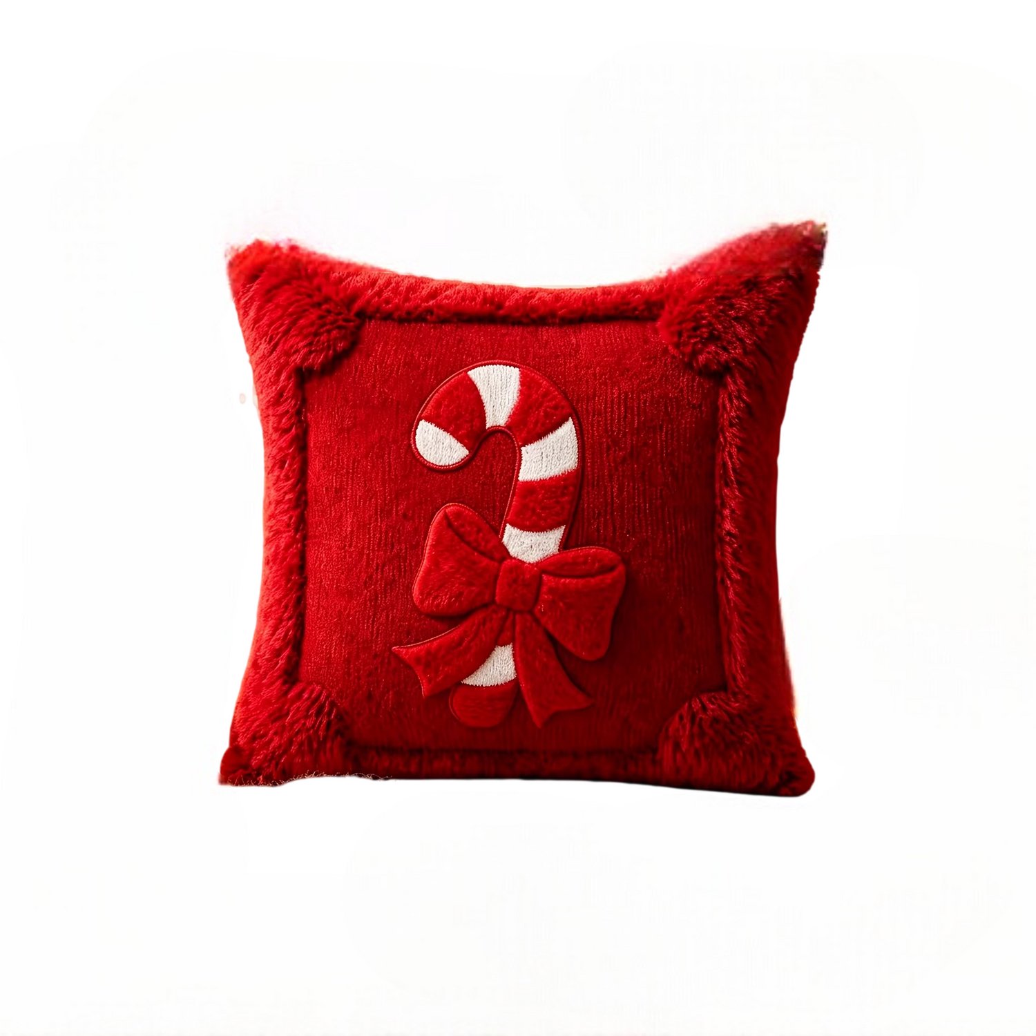 rimmo Kerst Kussensloop 1 Stuk – Kerstmis Decoratieve Kussenhoes met Snoep & Lint, Zachte Kerstkussenhoes voor Bank, Bed en Huisdecoratie Rood