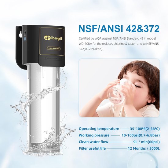 Waterfilter Systeem Onder De Wasbak - Tankloos - 12000 Liter Capaciteit - Polypropyleen - Zwart - Voor Keuken En Badkamer — afbeelding 5