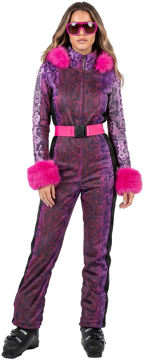Wilbers Karnaval BV - Skipak verkleedpak met paarse slangenprint voor dames - 42