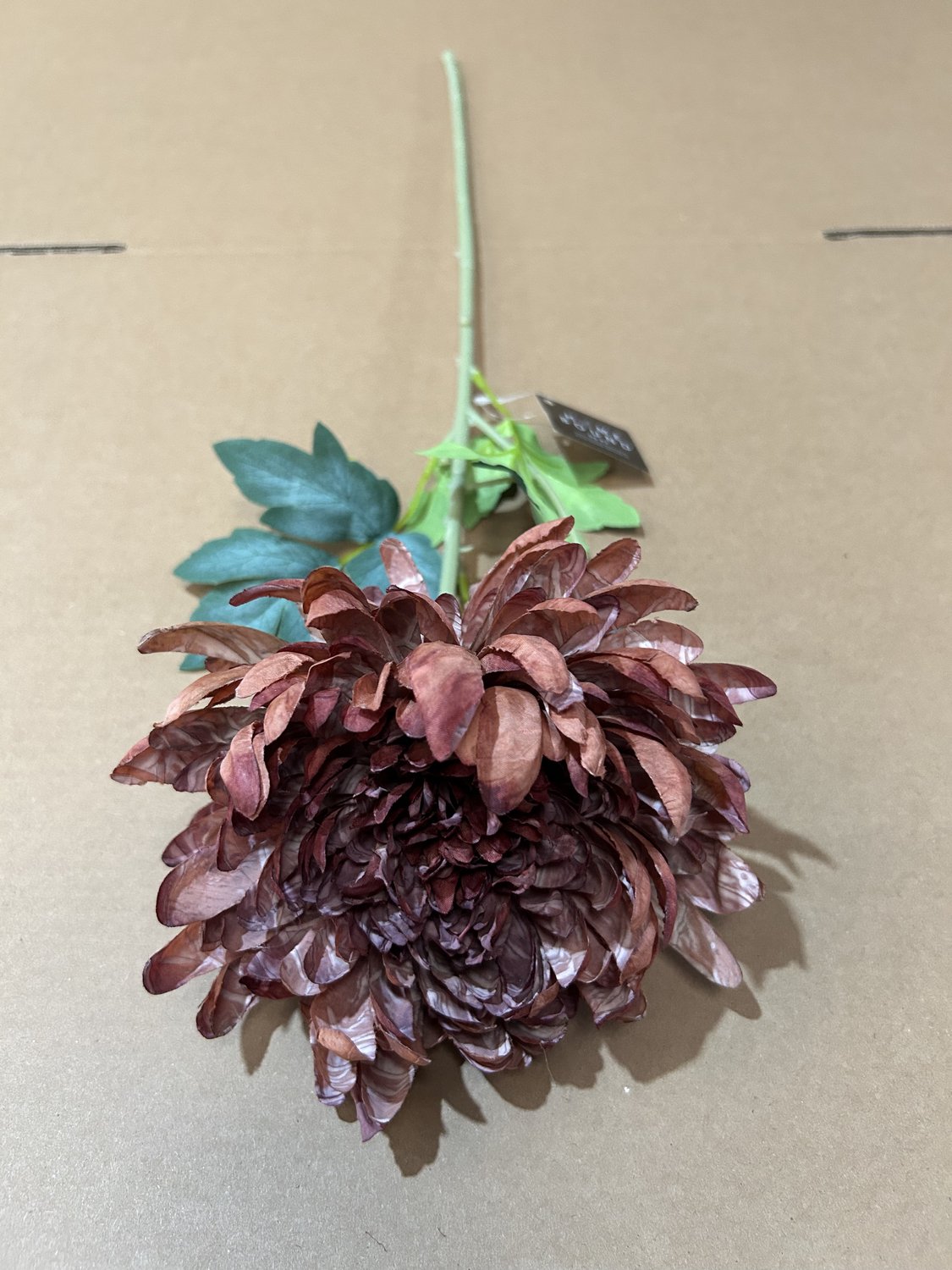 Kunstbloem gedroogde chrysant 64cm burgundy