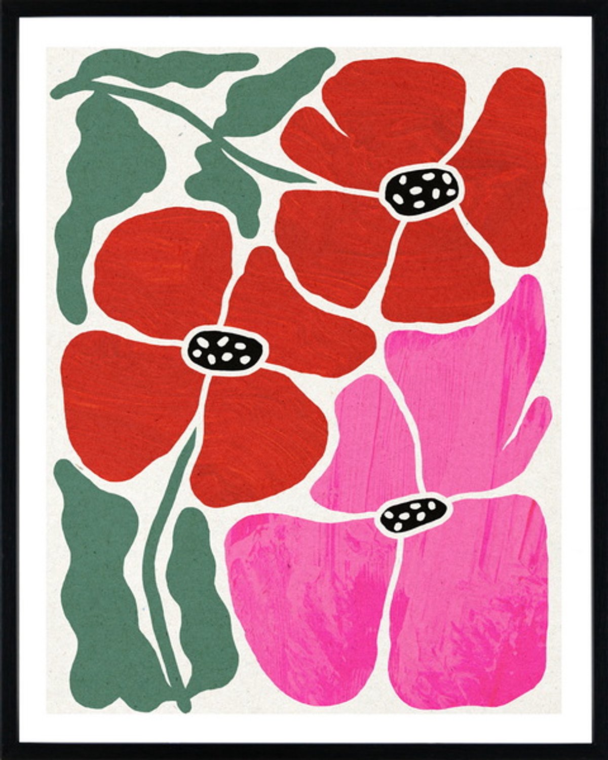 Poster in frame retro flowers 40x50cm