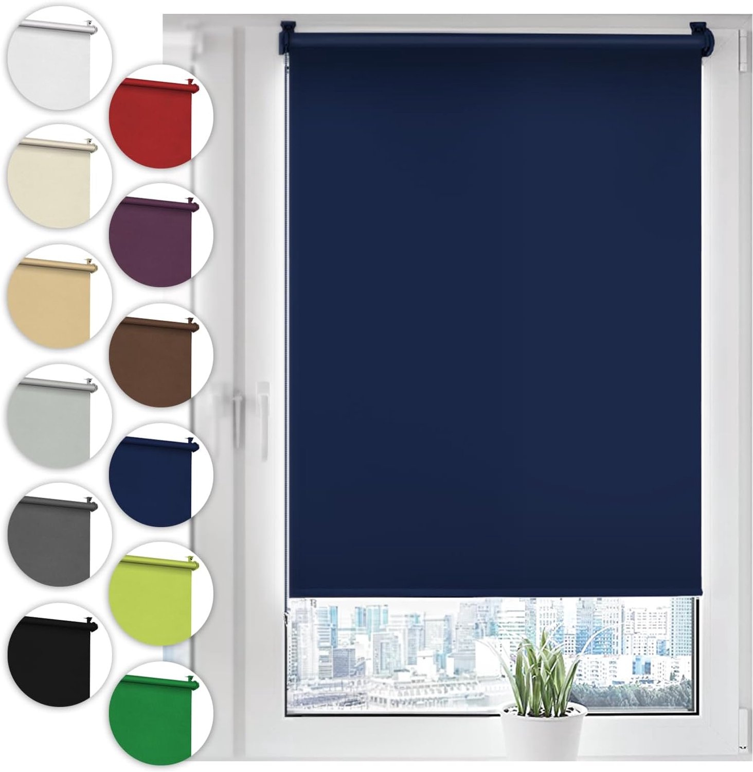Rolgordijn 50 x 150 cm - Donkerblauw - Verduisterend - Eenvoudige montage zonder boren - ServiceTopper