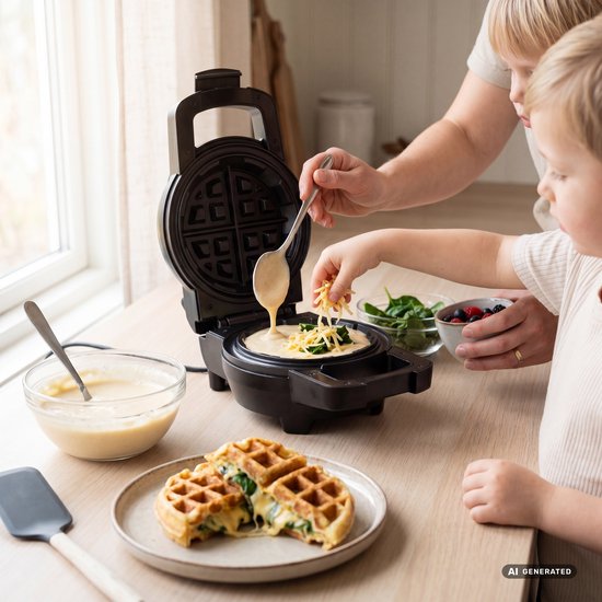 Princess Wafelijzer - Voor gevulde wafels - Geschikt voor zoet en hartig - 700W - Ø16 cm - Zwart - 132374 - Stuffed Waffle Maker — afbeelding 2