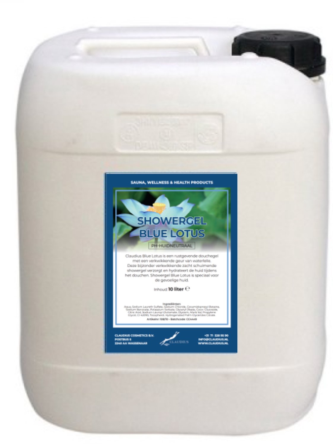 Claudius Douchegel Blue Lotus 10 liter - showergel - navulling - voordeelverpakking