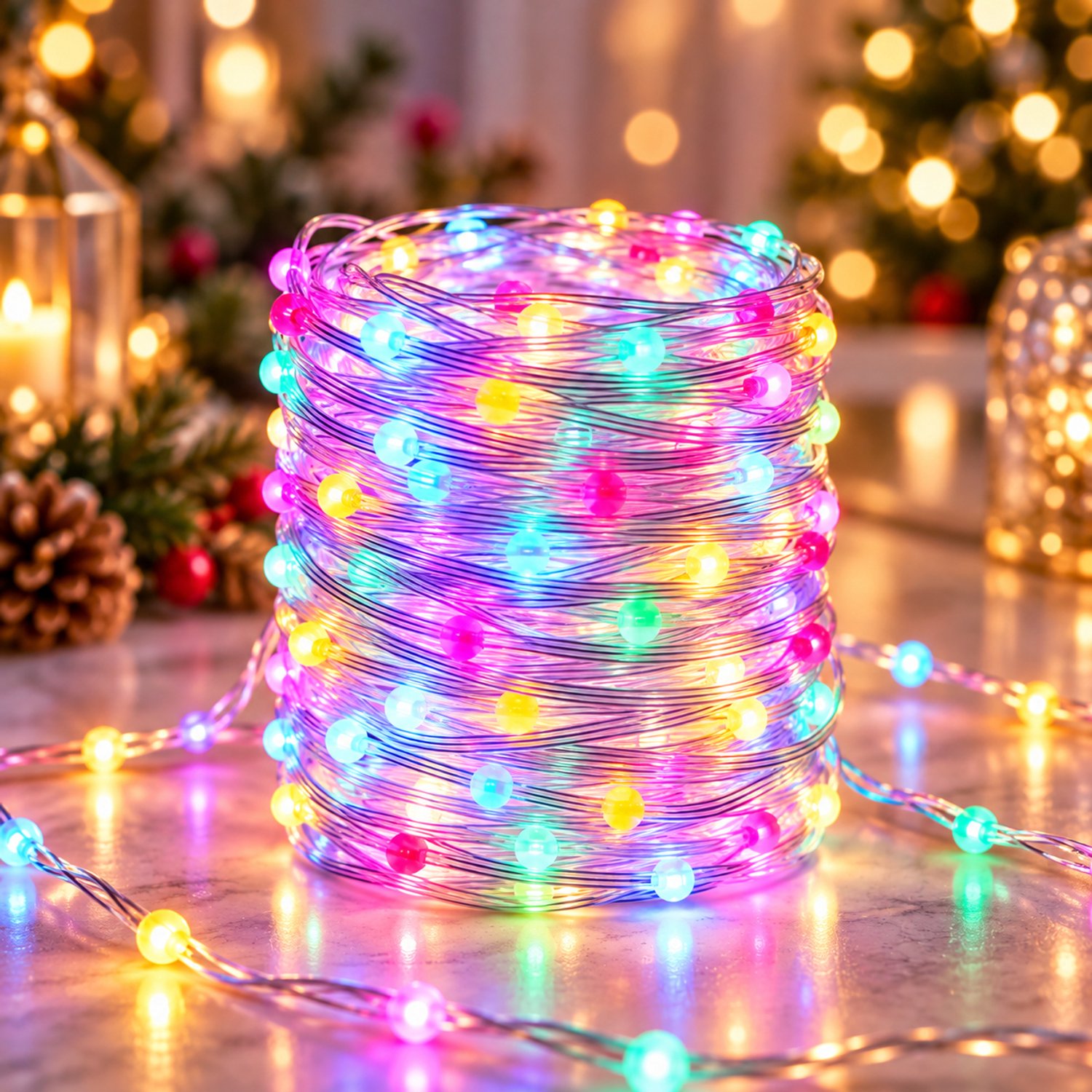 Rosnek Lichtsnoer Kerstverlichting 100 LED 10 m - Lichtslinger Buiten met IP44 Adapter - 8 Lichtstanden & Geheugenfunctie - Fairy Lights & Tuinverlichting voor Slaapkamer, Raam & Balkon - Blauw