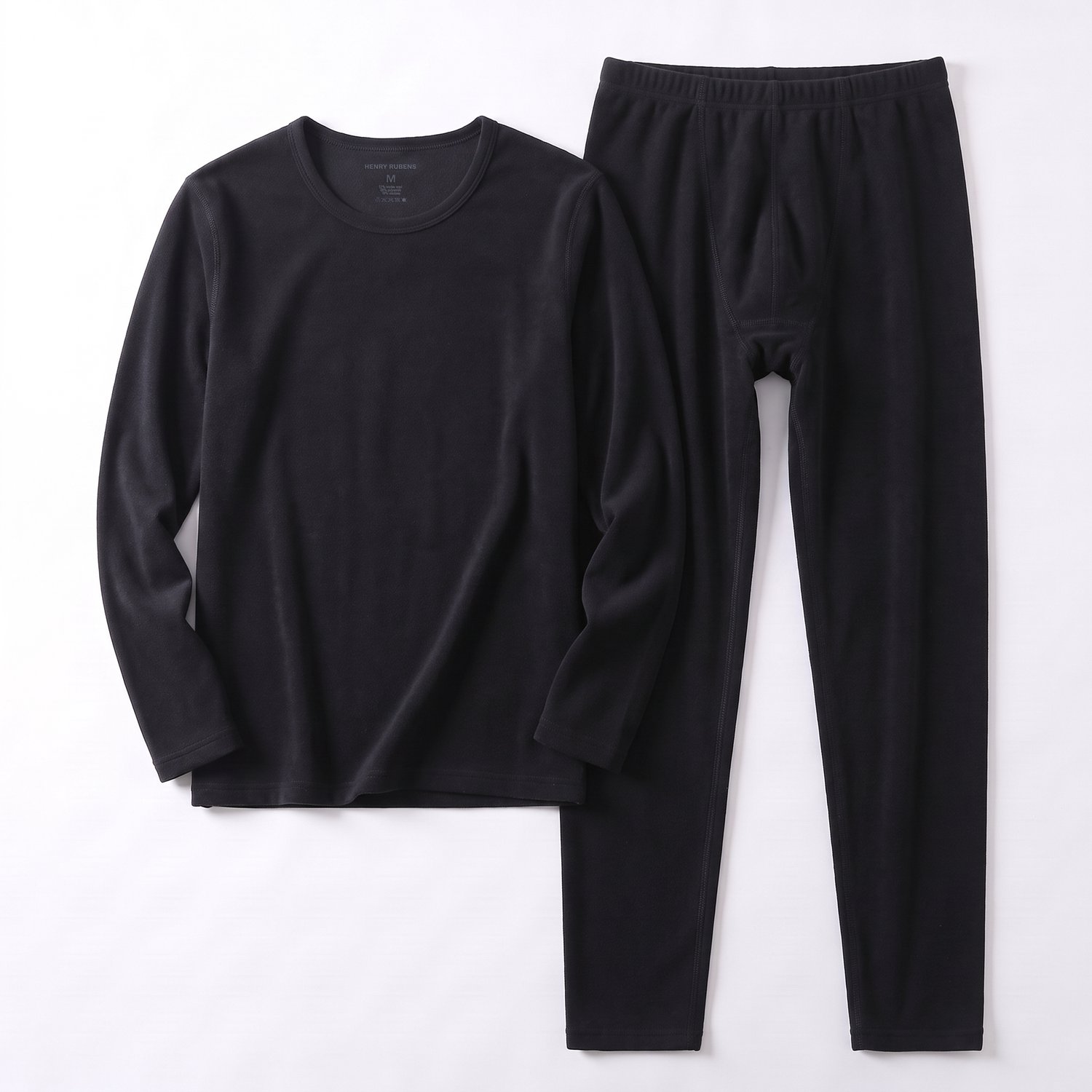 Henry Rubens - Thermo Ondergoed Heren Set - Merino Wol - Thermoshirt en Thermobroek - Zwart - Maat XXL