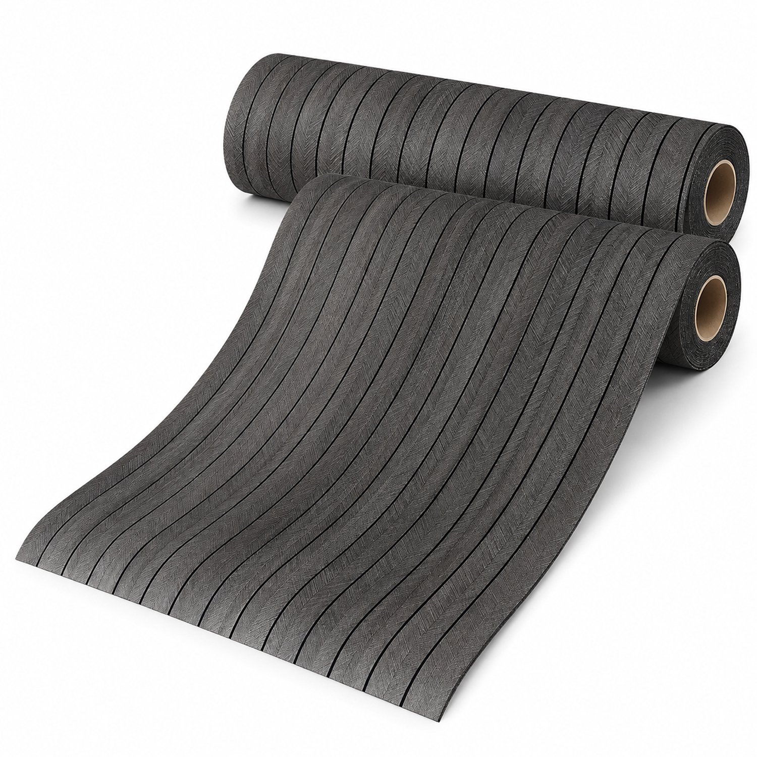 2 Stuks Zelfklevend 3D Wandpaneel van PVC - 300x40 cm - Geluidswerend - voor Muur en Plafond - Wanddecoratie voor Woonkamer en Slaapkamer - Donkergrijs