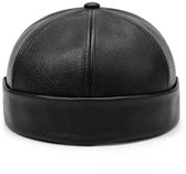 PU-leren Fisherman beanie - Dockermuts - Docker cap - fisherman beanie - randloze pet - pet zonder klep - vissermuts - fakeLeren pet - pet - kunstleer baret - flatcap - hoed - baretten -vintage pet - baseball cap - flatcap
