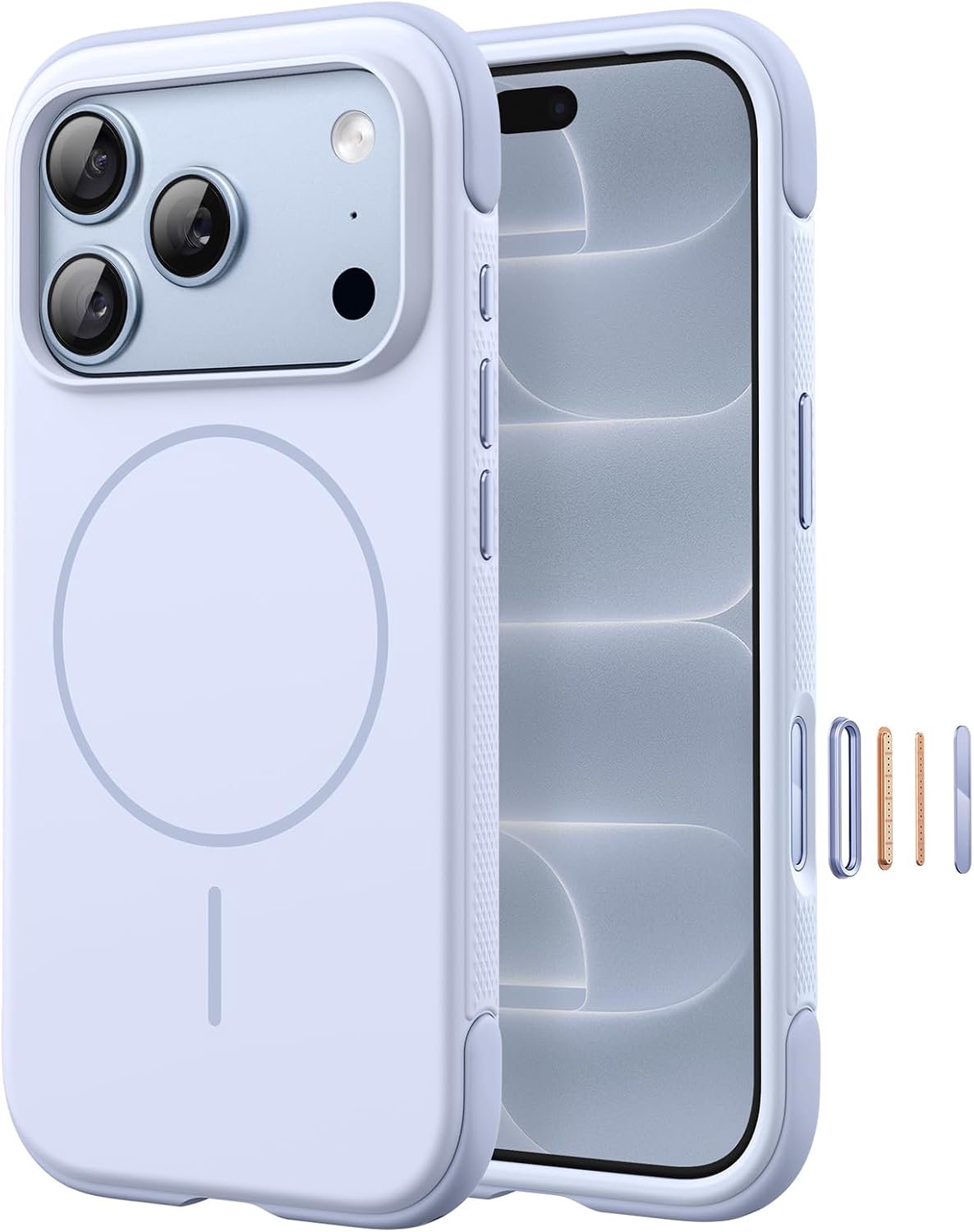 Zandarix Hoesje Geschikt voor Apple iPhone 18 Pro Max - Stijlvolle Kleurblok - Zijdezachte Aanraking - Cover met Antislip Grip - Geschikt voor Mag - Back Cover Hoesje - Gletsjer