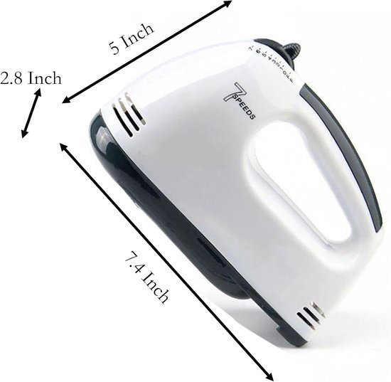 Elektrische Handmixer - 7 Snelheden - Met Klopper - Automatisch Mixen van Eieren en Bloem - Geschikt voor Taart en Brood Bakken — afbeelding 2