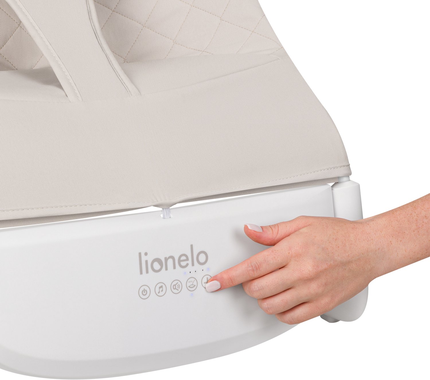 Lionelo Vinci Elektrische Wipstoel – Babywipstoel vanaf Geboorte – 3 Snelheden – Bewegingssensor – 3 Standen Rugleuning – Ultra Quiet 30 dB – Timer 30/60 min – Rocking Lock – Natuurgeluiden & Melodieën – 3-Puntsgordel – EasyWash Cover – USB-C – foto 8