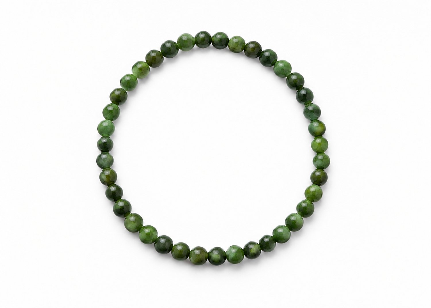 Jade Armband Donkergroen Gemêleerd - Groene Jade Armband 16 cm – Natuurlijke Edelsteen Armband met 4 mm Kralen – Elastische Jade Kralenarmband Groen – Edelstenen Sieraad voor Dames en Heren – Jade armband