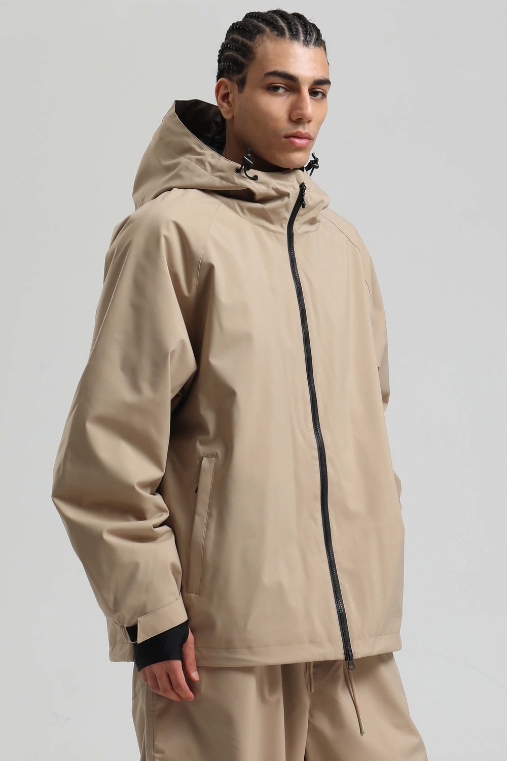 GSOU SNOW - Unisex oversized ski- en snowboardjas - 15K waterdicht - Khaki - Maat XXL