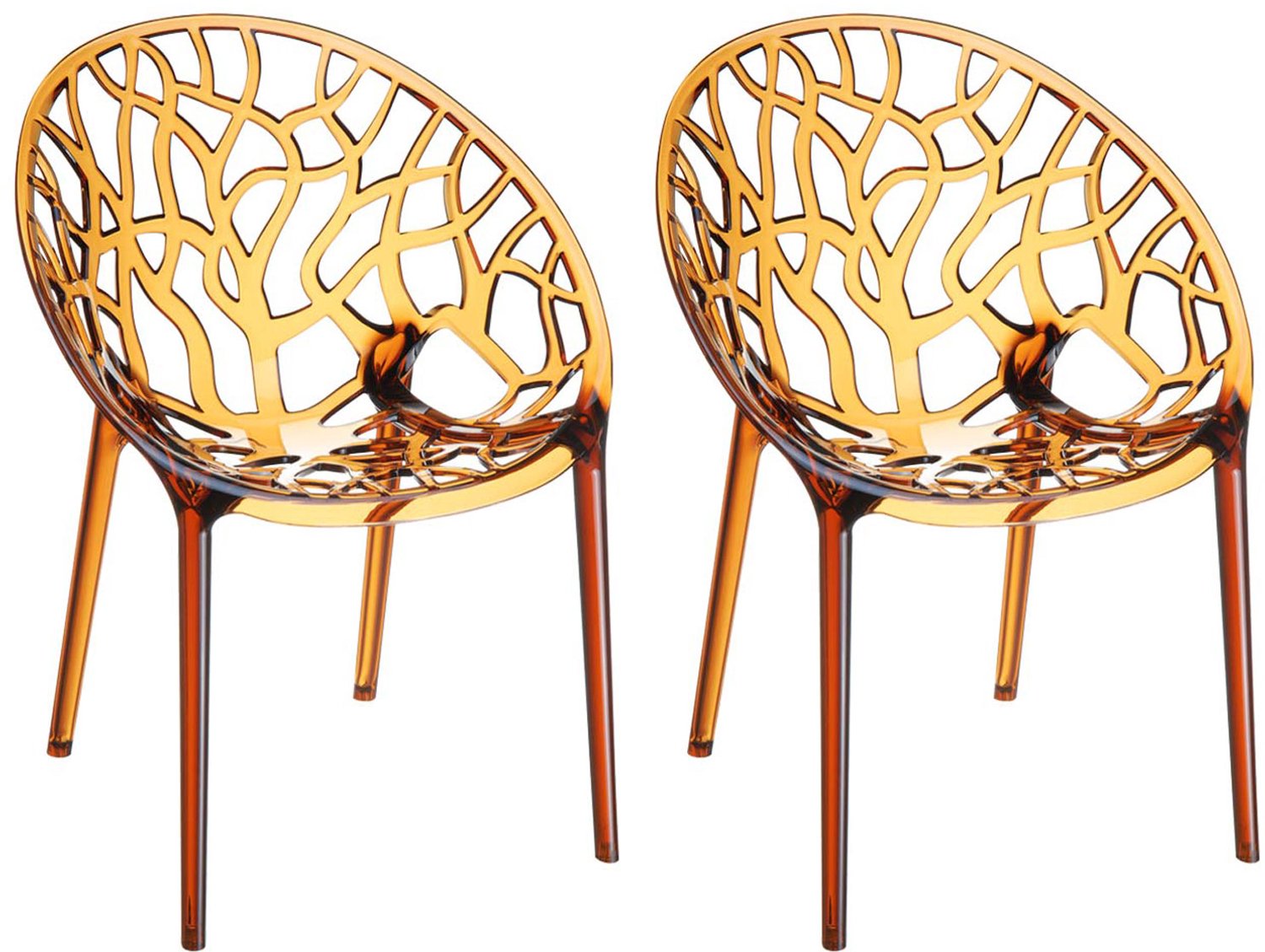 CLP CRYSTAL Tuinstoelen - Set van 2 - Stapelbaar - Polypropyleen - barnsteen