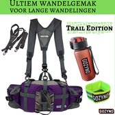 Gozyno Trail Edition heuptas in paars, inclusief schouderbanden, oranje bidon en reflecterende band.