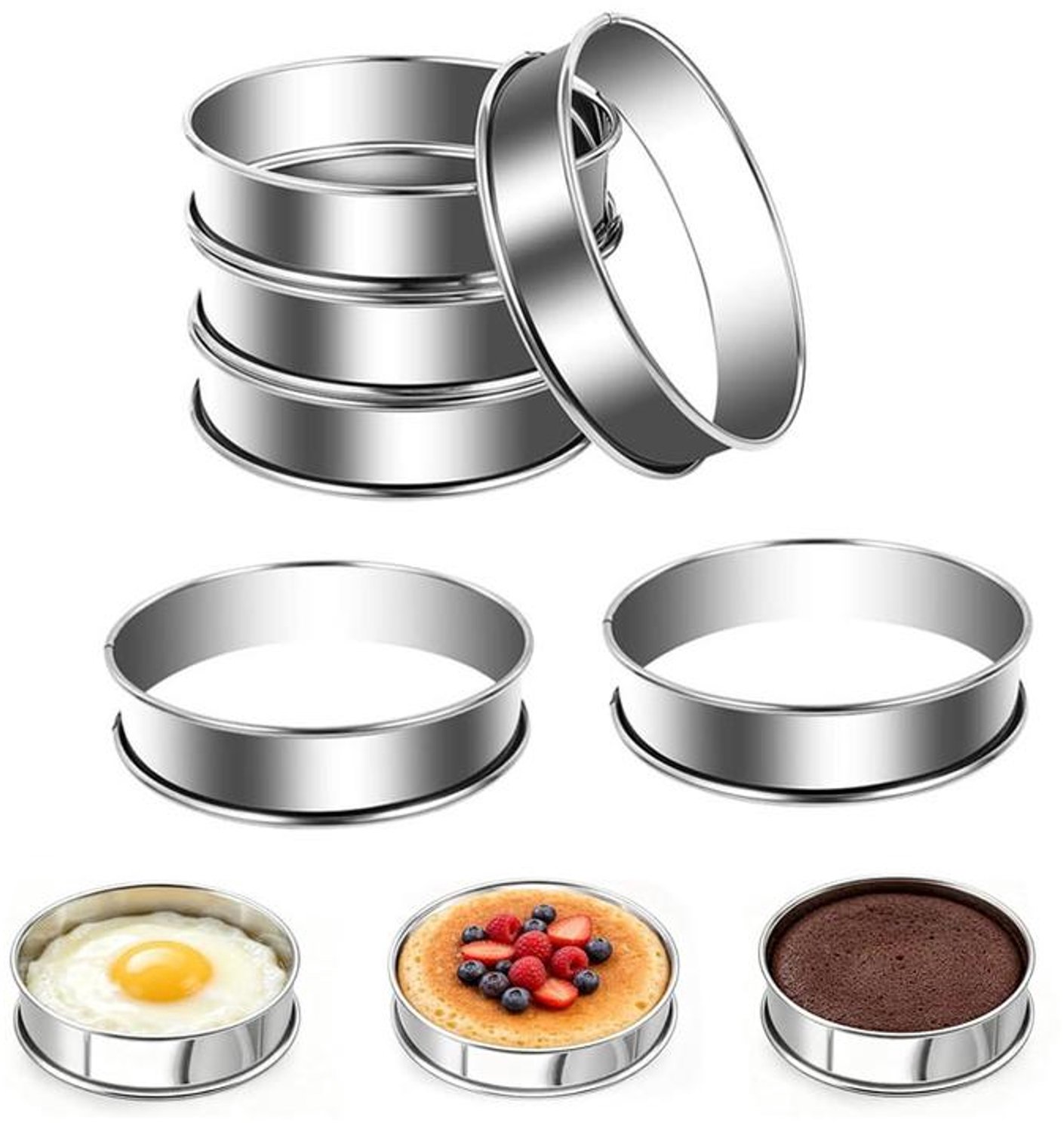 KZQ 6 Stuks 8 cm muffinring – bakvorm – muffinring met antiaanbaklaag – 304 roestvrij staal