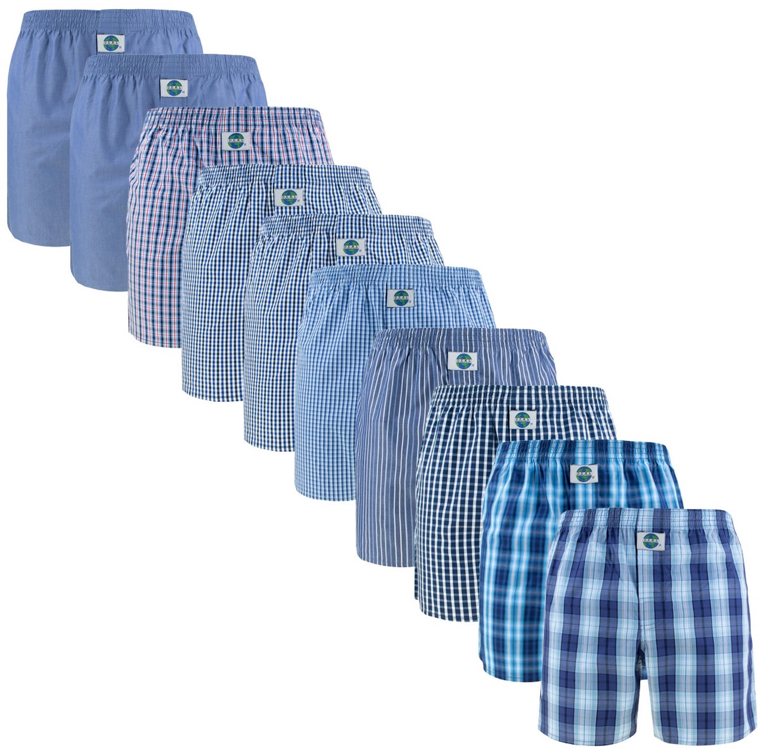 DEAL heren 10P wijde boxershorts mix blauw