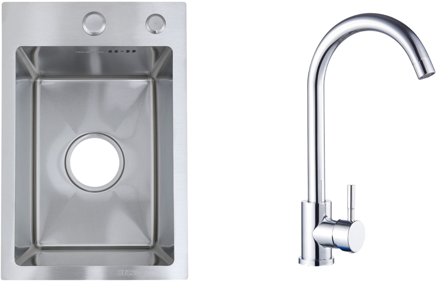 Faizee Home Future RVS Spoelbak Zilver 30x45x22 cm met Genial Kraan