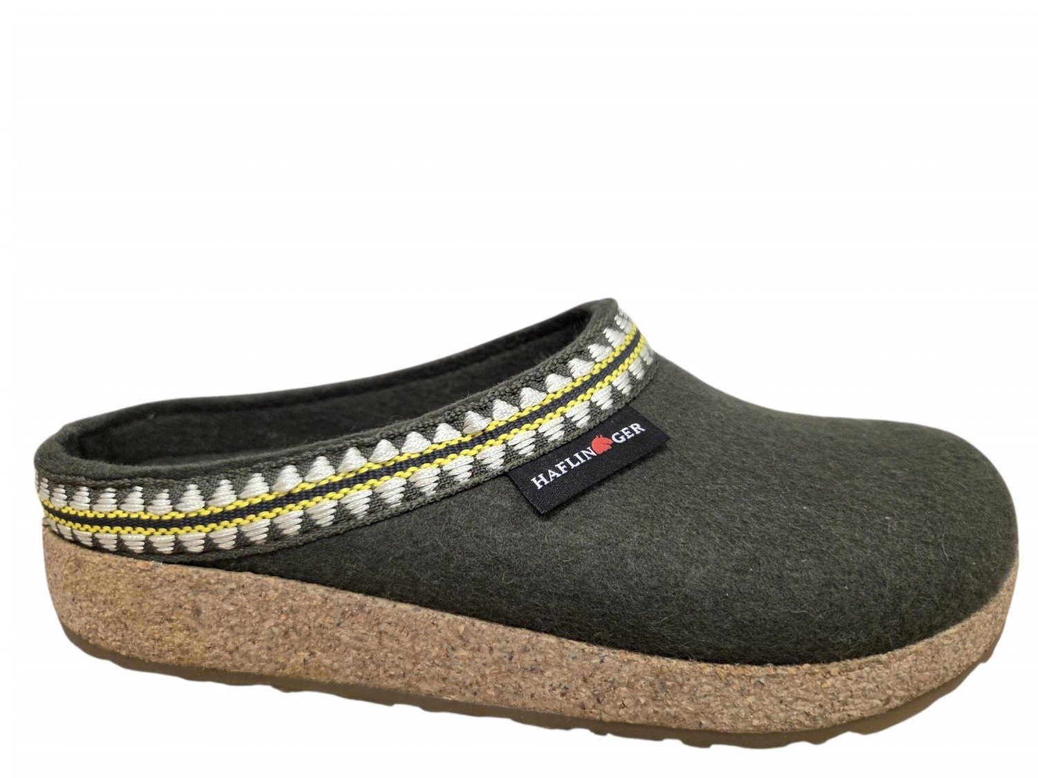 Haflinger Grizzly Lucky 039 Mos Pantoffels Open Sloffen Groen Vilt Dames - Groen - 39