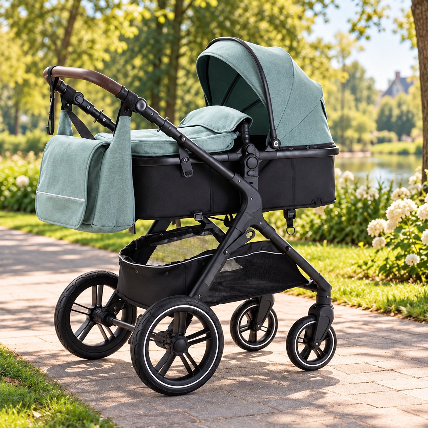 Lunola Mira - Kinderwagen 3-in-1 - Wandelwagen - Stroller - incl. autostoel - 0-20kg - XXL - Multifunctionele Buggy 3in1 - Groen thumbnail 4