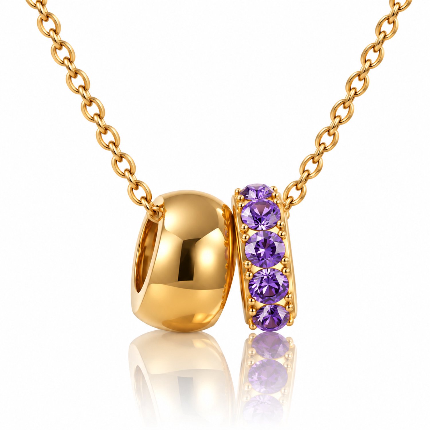 Maevi® Geboortesteen Ketting - Kleur: Goud - Maand: Februari - Hoge Kwaliteit - RVS / Stainless Steel - Birthstone Necklace - Geboorte / Verjaardag Cadeau - Kraamcadeau - Incl. Luxe Verpakking - Mama / Moeder / Vrouw - Verkleurt Niet - Geboorte Steen