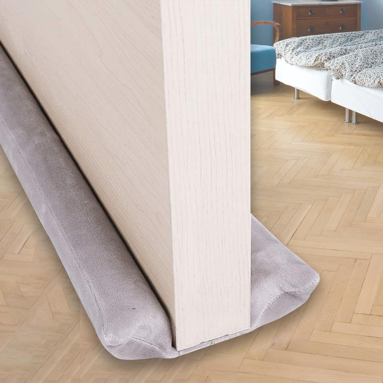 Tochtstrip voor onder de deur / Afdichtstrip voor de deurspleet – Verstelbaar – Geluidsisolerend & geluidsreducerend – Wind- en stofdicht – Houdt licht en lucht tegen – 4 cm x 92 cm – Grijs