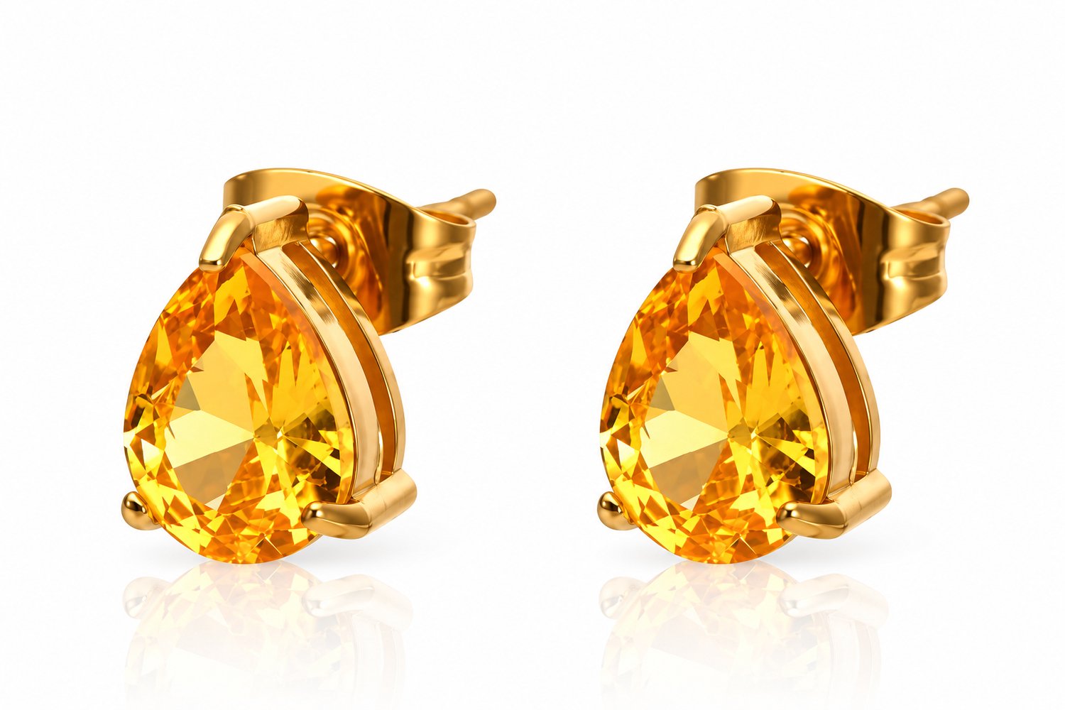 Maevi® Geboortesteen Oorbellen - Maand: November - Kleur: Goud - Oorknopjes / Oorbellen - Hoge Kwaliteit - RVS / Roestvrijstaal / Stainless Steel - Incl. Luxe Verpakking - Sieraden Vrouwen / Dames / Moeder - Geboorte Cadeau / Kraamcadeau