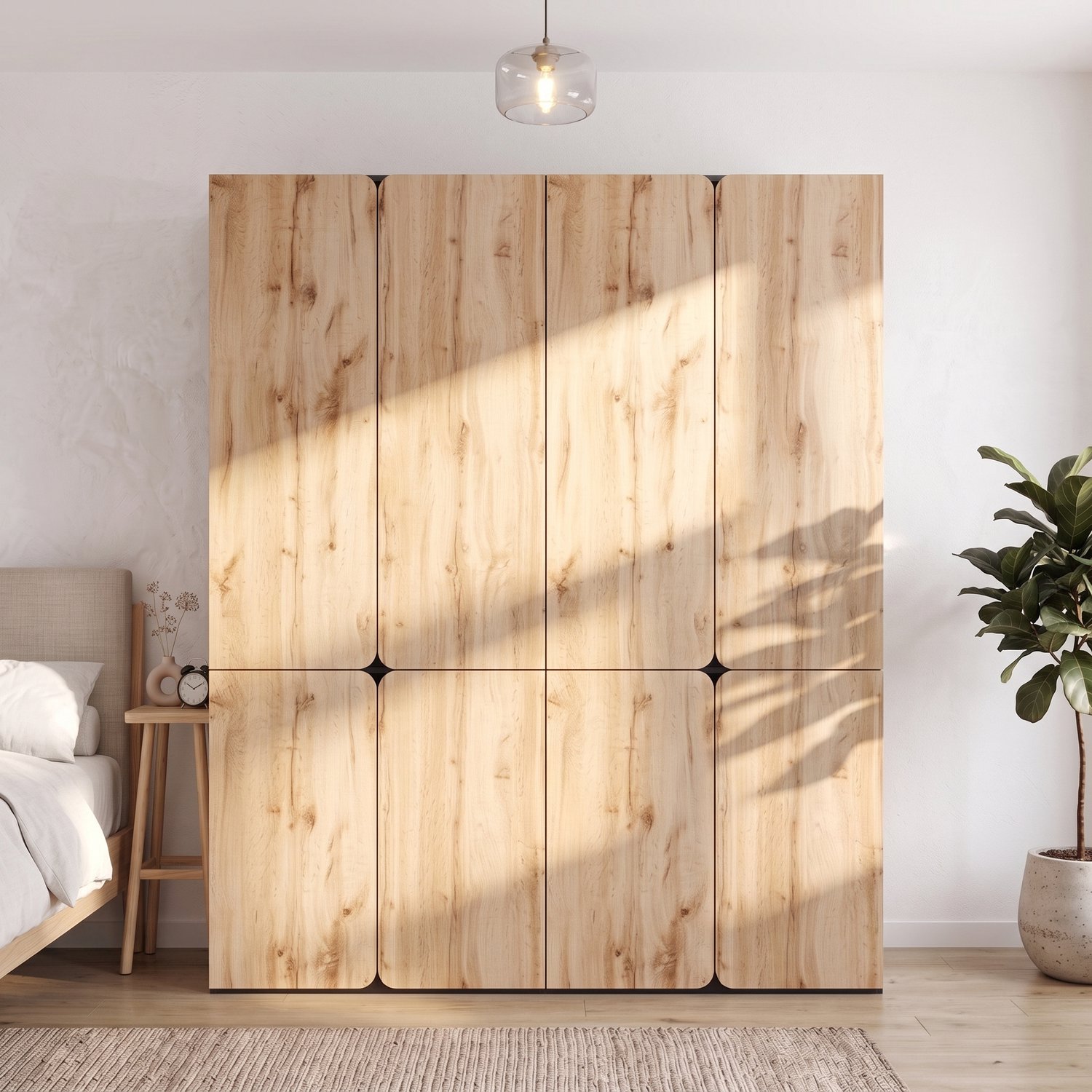 VVBV Kledingkast / Kledingkast met lades 180x50x200 cm – 6 Lades, 2 Kledingstangen, 8 Deuren, Draaideuren – MDF,Particle Board / Houtlook Eiken