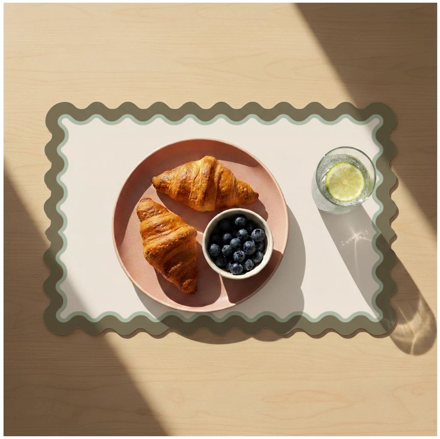 Vacavaliente Waves placemat rechthoekig 40x30cm olive