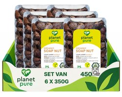 Planet Pure Bio Wasnoten - 6 x 350g - 450 Wasbeurten - Natuurlijk - Hypoallergeen - Composteerbaar - met Waszakje